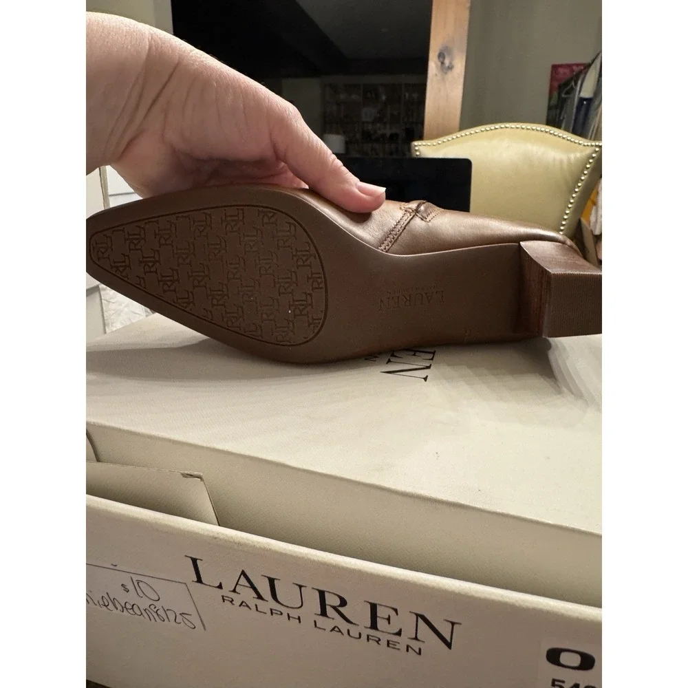 Lauren Ralph Lauren Willa Boots Women's Polo Tan Leather Ankle Bootie Size 6